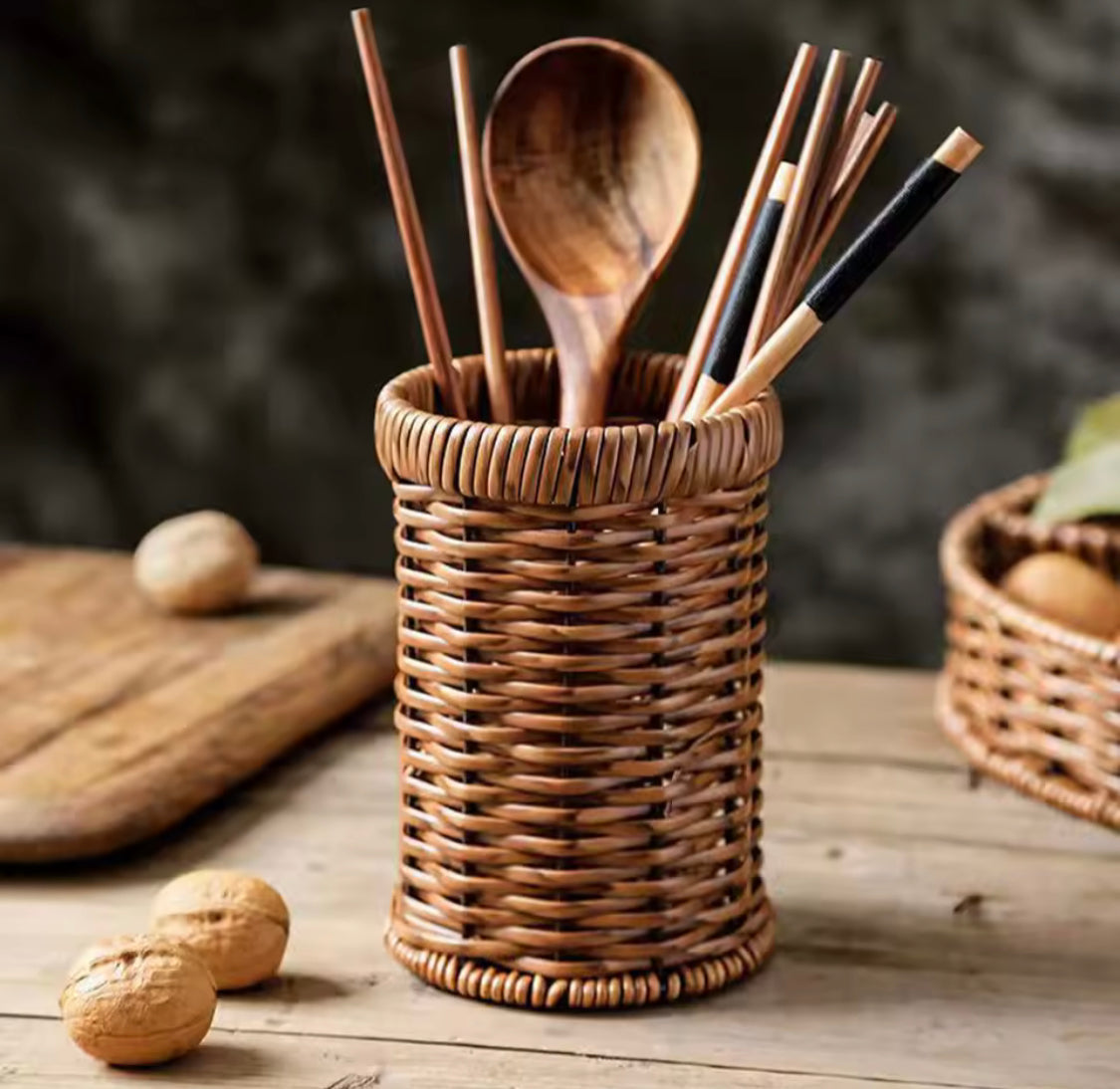 Imitation Rattan Chopstick Holder, Cutlery Utensil Organizer, Spoon Fork Chopsticks Storage Rack, Kitchen Cutlery Storage Imitation Rattan Chopstick Holder, Cutlery Utensil Organizer, Spoon Fork Chopsticks Storage Rack, Kitchen Cutlery Storage